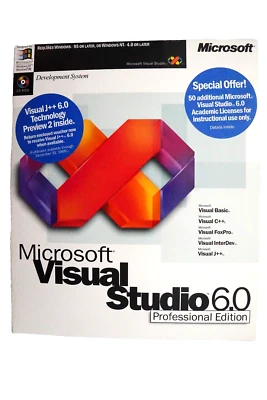 Microsoft Visual Studio Professional 6.0 6 PRO FULL VERSION Windows BASIC C BOX - Image 1 of 4