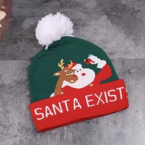 Santa Claus letter style Snow woolen hat Christmas gift knitted hat - Picture 1 of 6