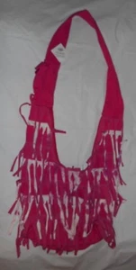 Rosa Boho Hippie Handtasche Fransen Baumwolle handgefertigt Handtasche 12x10x8" Indien Neu mit Etikett - Bild 1 von 9
