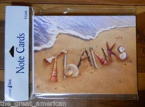 8 Leanin Tree Note Cards THANKS, Nautical Beach Theme, Sea Shells, Connie Haley - Picture 1 of 1