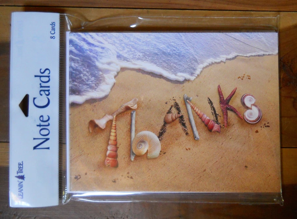 8 Leanin Tree Note Cards THANKS, Nautical Beach Theme, Sea Shells, Connie Haley - Image 1 of 1