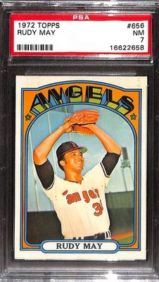 1972 Topps #656 Rudy May PSA 7 NM 16622658  - Image 1 of 3