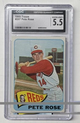 1965 Topps Baseball Card Pete Rose #207 CGC 5.5 EX + Cincinnati Reds - Image 1 of 2