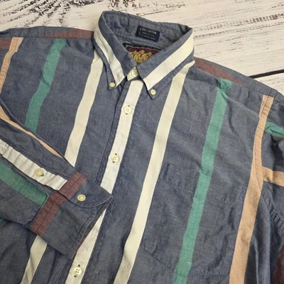 Vintage Chaps Ralph Lauren Boy Scout Etiqueta Manga Larga Abotonada Rayas Grandes Foto 1 de 4