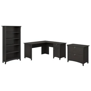 Scranton & Co Furniture Salinas L Shaped Desk with Storage Set in Vintage Black - Picture 1 of 7