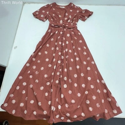 Anthropologie Women's Terracotta Let Me Be Amelie Polka Dot Maxi Dress Size S - Image 1 of 4