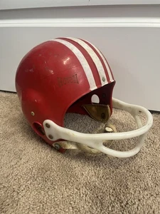 Vintage Stall Jugend Lg. Football Helm, rot mit weißen Streifen, #637, Made in USA - Bild 1 von 5