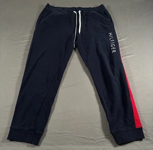 Pantalones de chándal Tommy Hilfiger para hombre grandes azul marino atléticos gimnasio pierna cónica cordón - Imagen 1 de 18