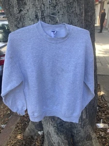 Vtg Jerzees Sweatshirt Men L Gray Blank Sweatshirt Made in USA 90s Y2k Rare - Picture 1 of 3