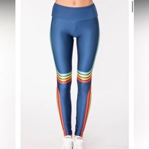 Goldsheep lucky stripe retro Leggings with Rainbow Stripes - Picture 1 of 8
