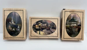 Lot of 3 Cornish Heritage Thomas Kinkade Series Rubber Stamps Chapel Village… - Picture 1 of 6
