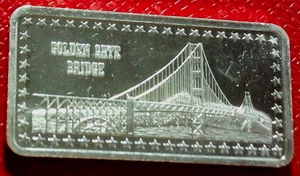 Golden Gate Bridge Bar III-Wonders of America 1 oncia troy 999 argento-Hamilton come nuovo - Foto 1 di 3