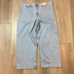Jeans blu chiaro a gamba larga Madewell Emmett nuovi con etichette W 33 - Foto 1 di 11