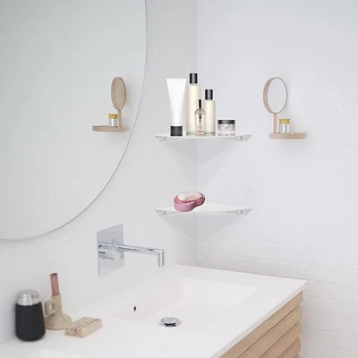  2 Pcs Scaffale Angolare Parete Rack Di Archiviazione Trasparente D'angolo - Immagine 1 di 4