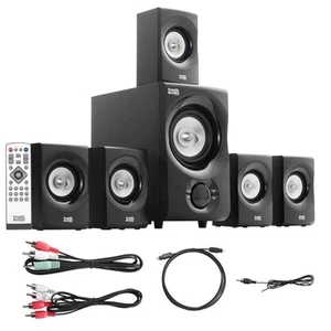 Acoustic Audio Home Theater 5.1 Bluetooth Speaker System with FM Tuner NEW - Picture 1 of 7