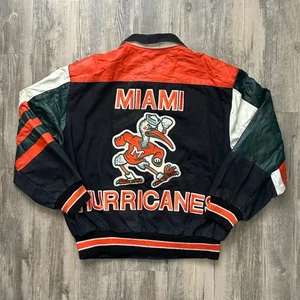 Vintage Jeff Hamilton NCAA Miami Hurricanes Orange Bowl Leather Jacket Size M - Bild 1 von 16