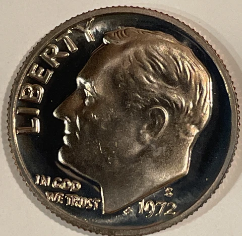 1972 S Roosevelt Proof Dime From Proof Set Cover