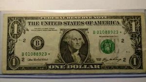 2006 $1.00 Federal Reserve Star Note Old Paper Money Serial Number B 01088923 *. - Picture 1 of 2
