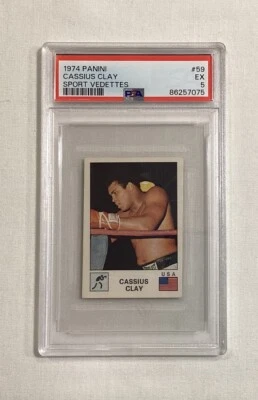 CASSIUS CLAY MUHAMMAD ALI 1974 PANINI SPORT VEDETTES CARD #59 PSA 5 - Image 1 of 2