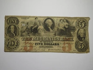 $5 1854 Memphis Tennessee TN Obsolete Currency Note Bill The Mechanics Bank - Picture 1 of 2