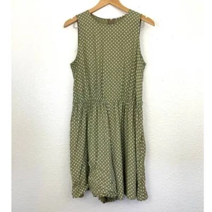 VTG You Babes Women's Green Romper Shorts Sleeveless Sz 13 White Polka Dots  - Picture 1 of 8