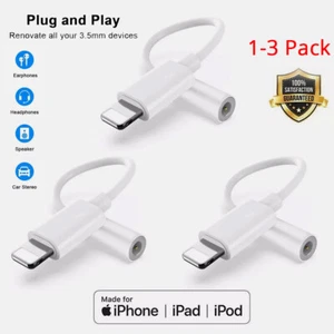 1/2/3X For iPhone Headphone Adapter Jack 8Pin to 3.5mm Aux Cord Dongle Converter - Picture 1 of 16