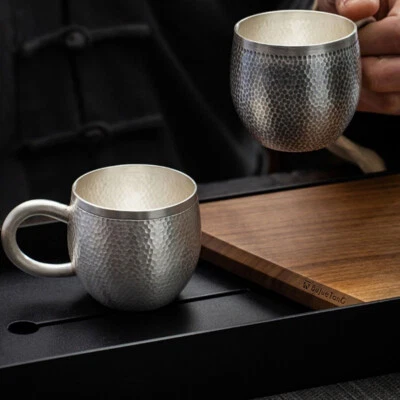 Taza de té de plata pura para el cuidado de la salud con mango 120 ml marcada taza de plata de ley nueva Foto 1 de 4