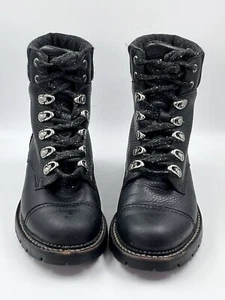 Botas de senderismo Frye Samantha para mujer 6,5B de cuero negro con puño de lana acolchado. - Imagen 1 de 15