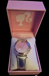 Barbie Watch with Pink Rhinestones & Metallic Silver Band by Accutime - Picture 1 of 4