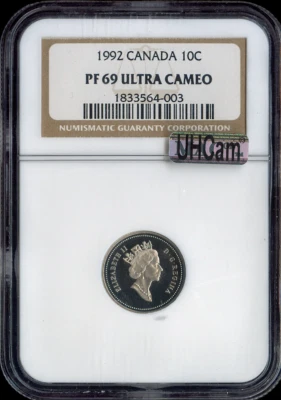 1992 Canada 10 Cents 10C NGC PF69 Ultra Cameo - Quality - Image 1 of 2