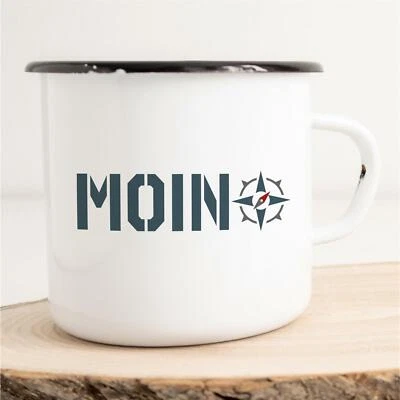 Emaille Tasse Moin Kompass Vintage Geschenkidee Souvenir Präsent Wichtelgeschenk - Bild 1 von 4