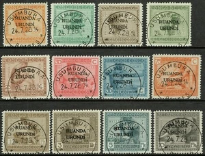 [st4109] RUANDA URUNDI 1924 COB#50/61 complete set with Exhibition cancellation - Picture 1 of 2
