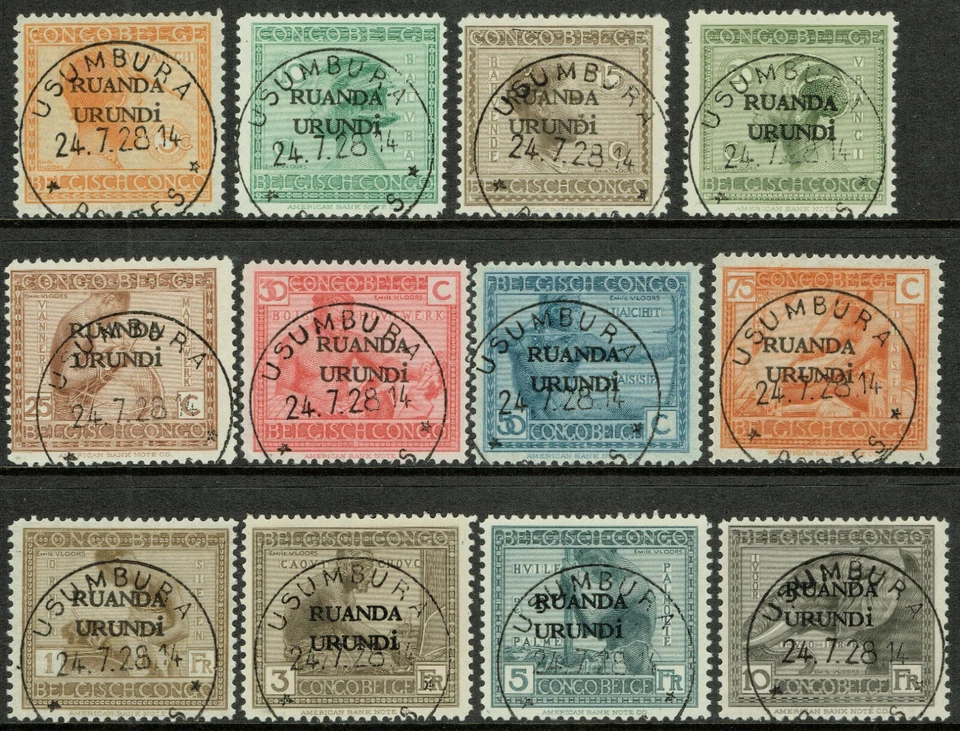 [st4109] RUANDA URUNDI 1924 COB#50/61 complete set with Exhibition cancellation - Image 1 of 2