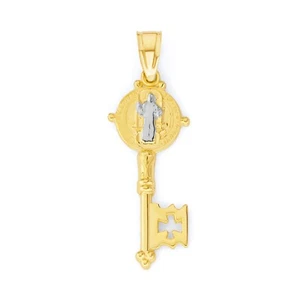 Solid Gold Saint Benedict Pendant in 10k or 14k, San Benito Key - Picture 1 of 5