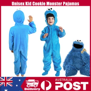 Unisex Kid Cookie Monster Pajamas Sesame Street Costume Cosplay Kigurumi BookWee - Picture 1 of 10