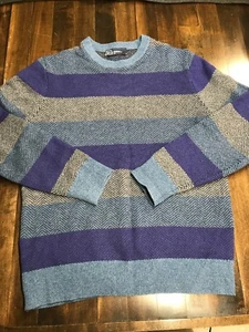 GAP Men's Striped Sweater Gray/Blue Lambs Wool Size M - Picture 1 of 8