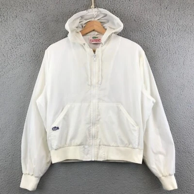 Vintage Lacoste white Wind Breaker Jacket Hooded Men's Size L Nylon - Image 1 of 4