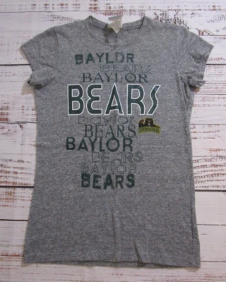 BU Baylor University Bears Gray Shiny Silver Short Sleeve T-Shirt Womens Small - Image 1 of 4