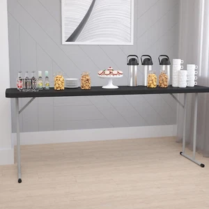 6-Foot Black Plastic Folding Training Table - Picture 1 of 9