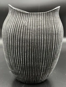 Howard Elliott-Stil Vase Silber Rippung Struktur Schwarz Modern/Zeitgenössisch - Bild 1 von 6