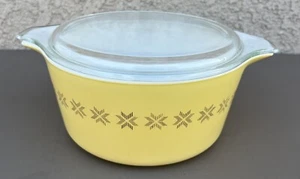 Vintage Pyrex gelb mit Deckel, Kreuzstich Town & Country 1,5 Quart # 474-B - Bild 1 von 12