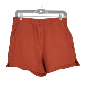 REFORMATION Sweat Shorts Size M Rust Brown Organic Cotton Pull On Pockets - Picture 1 of 5