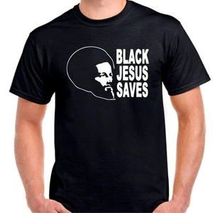 Black jesus saves lives people savior afro funny T shirt Tee - Picture 1 of 1
