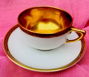 22 Karats Gold,1940s Rosenthal Selb "Sanssouci" Demitasse Cup & Saucer, handmade - Bild 1 von 7