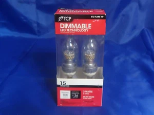 TCP E12 Flame Tip Dimmable LED Technology 3 Watts Candelabra Base #RLDCF3W30K2 - Picture 1 of 6