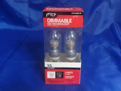TCP E12 Flame Tip Dimmable LED Technology 3 Watts Candelabra Base #RLDCF3W30K2 - Image 1 of 4