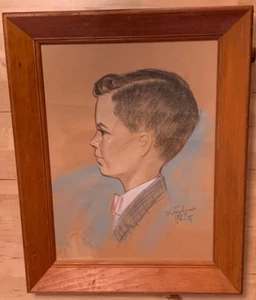 Rare Disneyland Art Corner Pastel Portrait of Boy Artist Signed and Dated 1964 - Picture 1 of 11