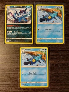 3x Hisuian Samurott 100/189, 4x Dewott 042/189, 3x Oshawott 041/189 NM - Bild 1 von 4