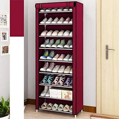10 Layer 30 Pairs Shoes Cabinet Storage Organizer Shoe Rack Dustproof Standing - Image 1 of 4
