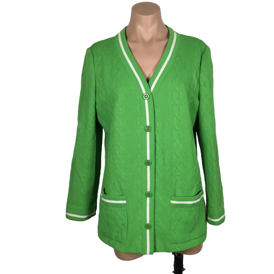 Jackie O. tejido a tope verde vintage años 60 Estilo Suéter Túnica Abrigo Cárdigan MOD Foto 1 de 4